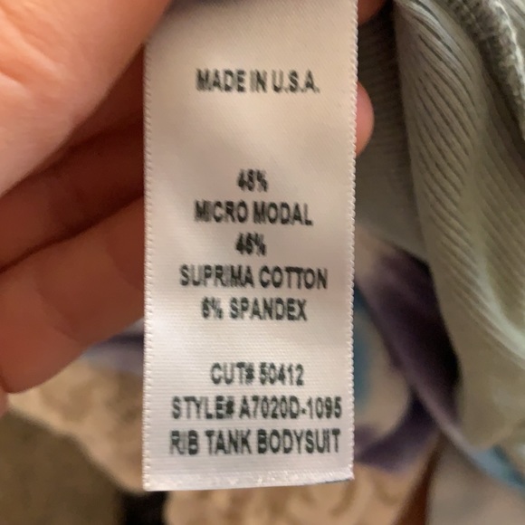 Anthropologie x Agolde LA rib tank Tiedye bodysuit, Catalyst Rewind Cotton Blue - Picture 9 of 10